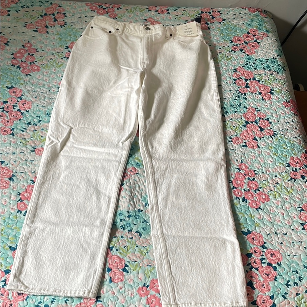 Abercrombie & Fitch White Straight Leg Jeans